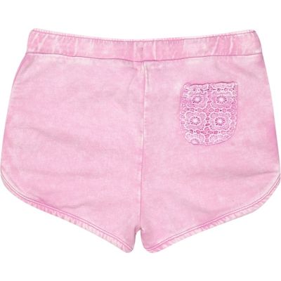Mini girls pink crochet shorts